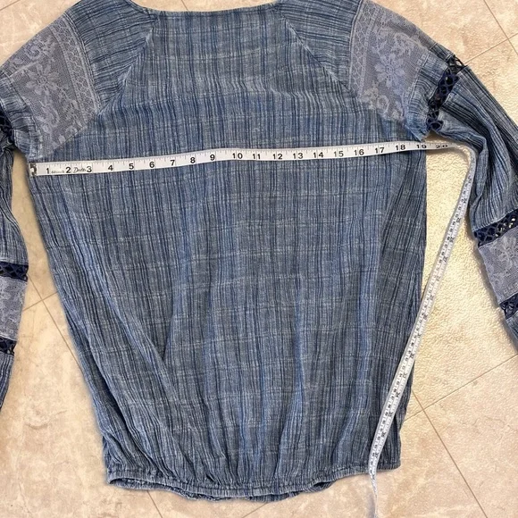 Knox Rose Blue Cotton Blend Peasant Blouse Small - Picture 5 of 8